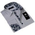 White Floral Design Mens Slim Fit Designer Dress Shirt - tailored Cotton Shirts for Work and Casual Wear - Amedeo Exclusive