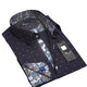 Navy Blue Mens Slim Fit French Cuff Dress Shirts with Cufflink Holes - Casual and Formal - Amedeo Exclusive