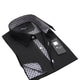 Black With Checkers Mens Slim Fit French Cuff Dress Shirts with Cufflink Holes - Casual and Formal - Amedeo Exclusive