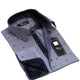 Grey With Checkers Mens Slim Fit French Cuff Dress Shirts with Cufflink Holes - Casual and Formal - Amedeo Exclusive