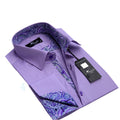 Light Purple Paisley Mens Slim Fit French Cuff Dress Shirts with Cufflink Holes - Casual and Formal - Amedeo Exclusive
