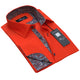 Neon Orange Paisley Mens Slim Fit French Cuff Dress Shirts with Cufflink Holes - Casual and Formal - Amedeo Exclusive