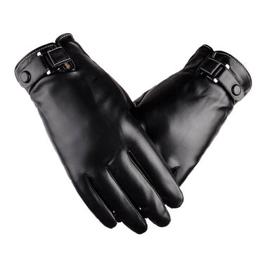 Black Unisex soft PU leather gloves Full Finger Texting Winter Lined Driving Gloves - Amedeo Exclusive
