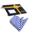 Men's White Blue Lines Pocket Square Hanky Handkerchief - Amedeo Exclusive