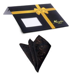 Men's Gold Black Paisley Pocket Square Hanky Handkerchief - Amedeo Exclusive