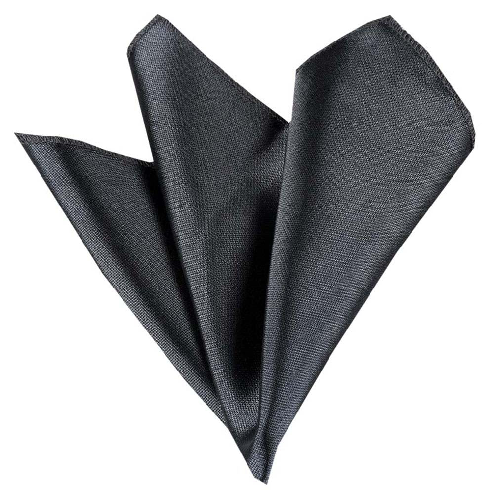 Men's Solid Charcoil Grey Pocket Square Hanky Handkerchief - Amedeo Exclusive