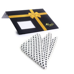 Men's White Black Pocket Square Hanky Handkerchief - Amedeo Exclusive