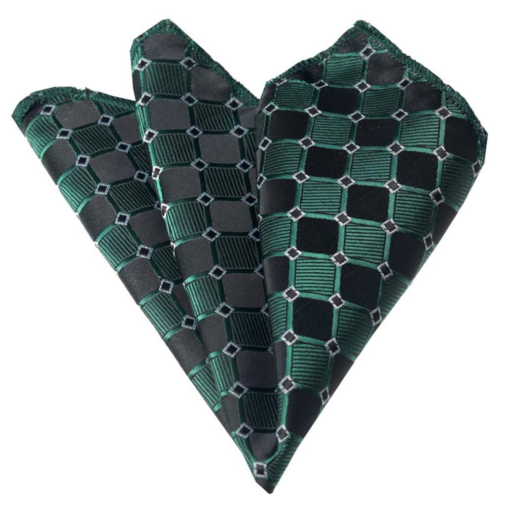 Men's Green Black Pocket Square Hanky Handkerchief - Amedeo Exclusive