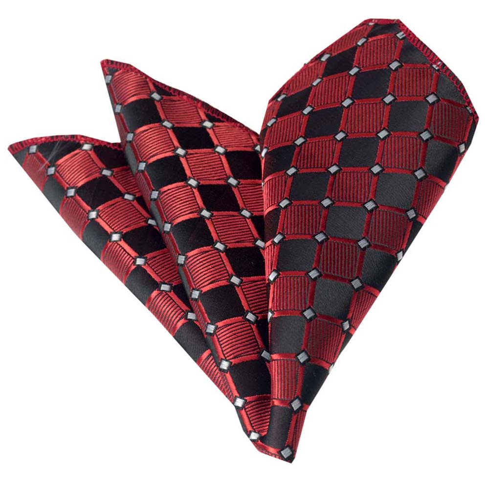 Men's Red Black Pocket Square Hanky Handkerchief - Amedeo Exclusive