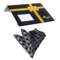 Men's Silver Black Pocket Square Hanky Handkerchief - Amedeo Exclusive