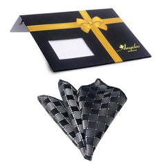 Men's Silver Black Pocket Square Hanky Handkerchief - Amedeo Exclusive