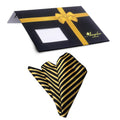 Men's Black Yellow Stripes Pocket Square Hanky Handkerchief - Amedeo Exclusive