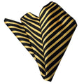 Men's Black Yellow Stripes Pocket Square Hanky Handkerchief - Amedeo Exclusive