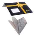 Men's White Gold Paisley Checkered Snowflakes Handkerchief - Amedeo Exclusive