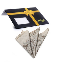 Men's Cream Paisley Pocket Square Hanky Handkerchief - Amedeo Exclusive