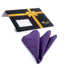 Men's Purple Solid Paisley Pocket Square Hanky Handkerchief - Amedeo Exclusive