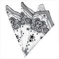 Men's White Black Paisley Pocket Square Hanky Handkerchief - Amedeo Exclusive