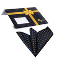 Men's Black with Metallic Blue & Gold Pocket Square Hanky Handkerchief - Amedeo Exclusive