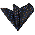 Men's Black with Metallic Blue & Gold Pocket Square Hanky Handkerchief - Amedeo Exclusive