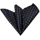 Men's Black with Metallic Blue & Gold Pocket Square Hanky Handkerchief - Amedeo Exclusive