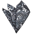 Men's Black & White Paisley Pocket Square Hanky Handkerchief - Amedeo Exclusive