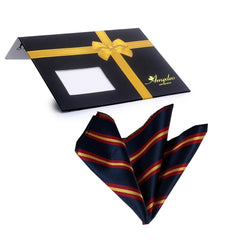 Men's Blue Red Yellow Lines Pocket Square Hanky Handkerchief - Amedeo Exclusive