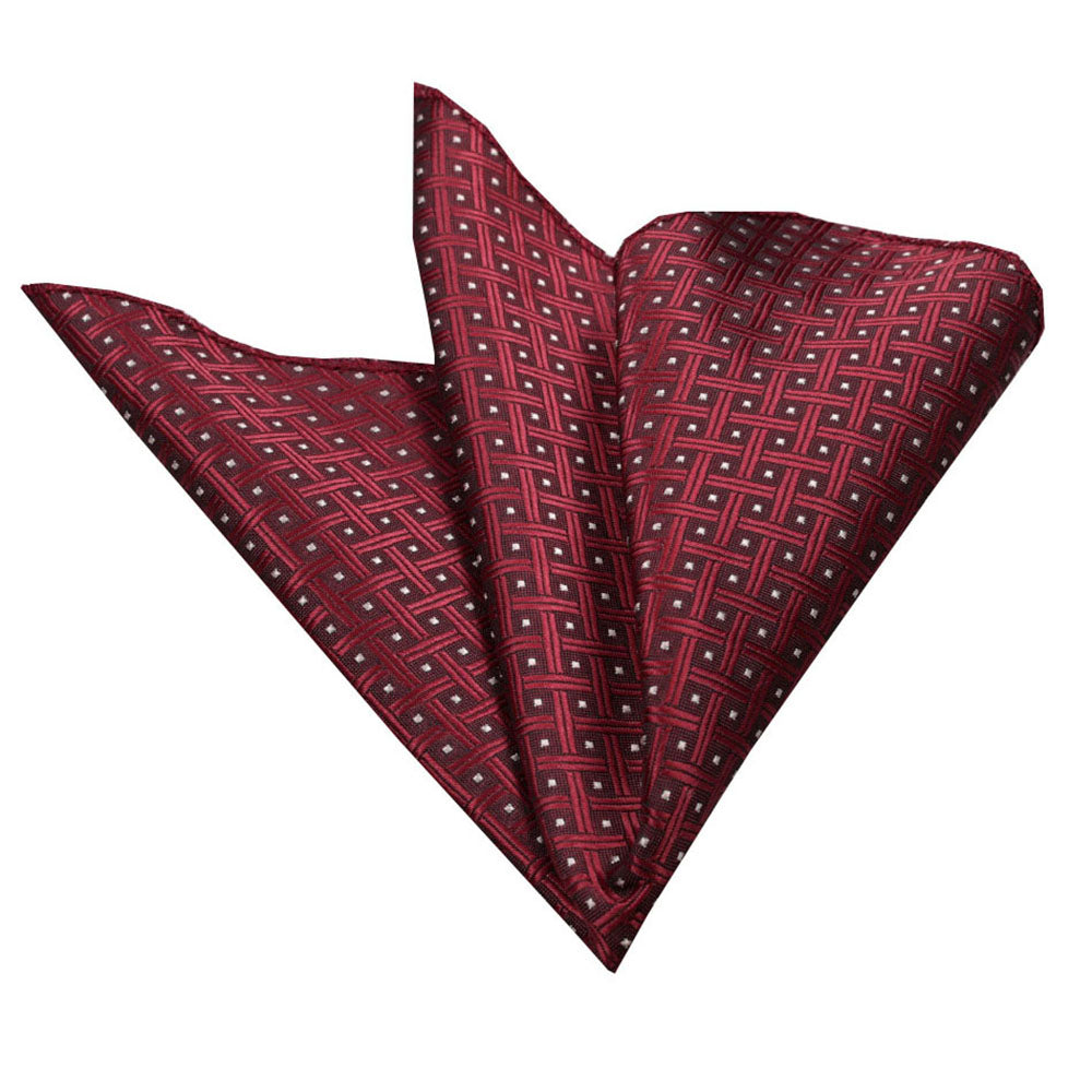 Men's Red Check Pocket Square Hanky Handkerchief - Amedeo Exclusive