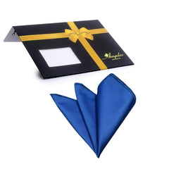 Men's Solid Blue Pocket Square Hanky Handkerchief - Amedeo Exclusive