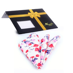 Men's Rose white floral Pocket Square Hanky Handkerchief - Amedeo Exclusive