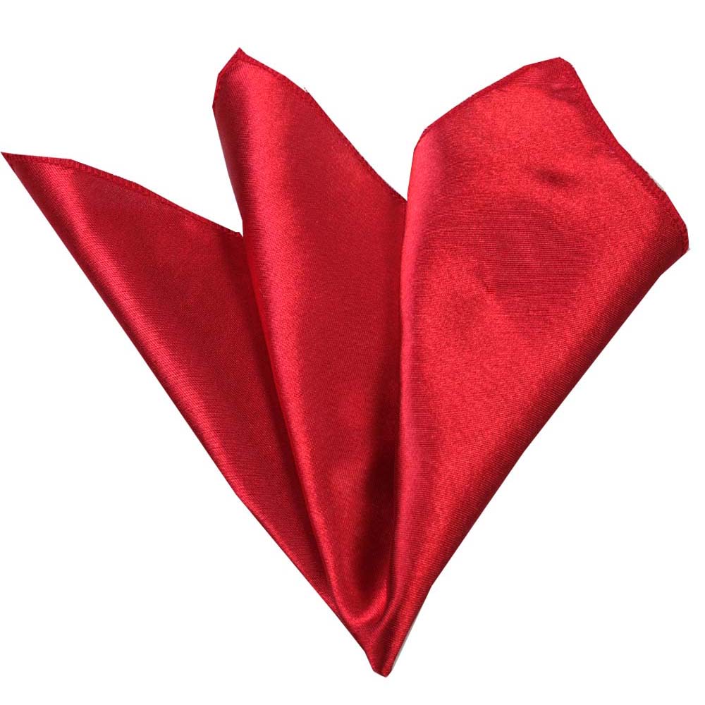Men's Candy solid red soft silk Pocket Square Hanky Handkerchief - Amedeo Exclusive