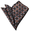 Men's Brown Black Squares Pocket Square Hanky Handkerchief - Amedeo Exclusive