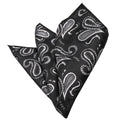 Men's Black Grey Paisley Pocket Square Hanky Handkerchief - Amedeo Exclusive