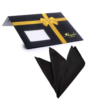Men's Solid black Squares Pocket Square Hanky Handkerchief - Amedeo Exclusive
