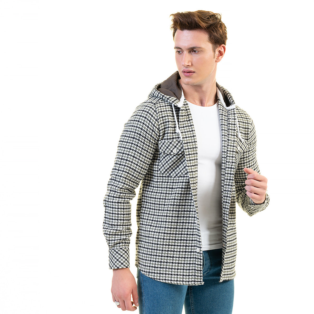 European Wool Luxury Zippered With Hoodie Sweater Jacket Warm Winter Tailor Fit