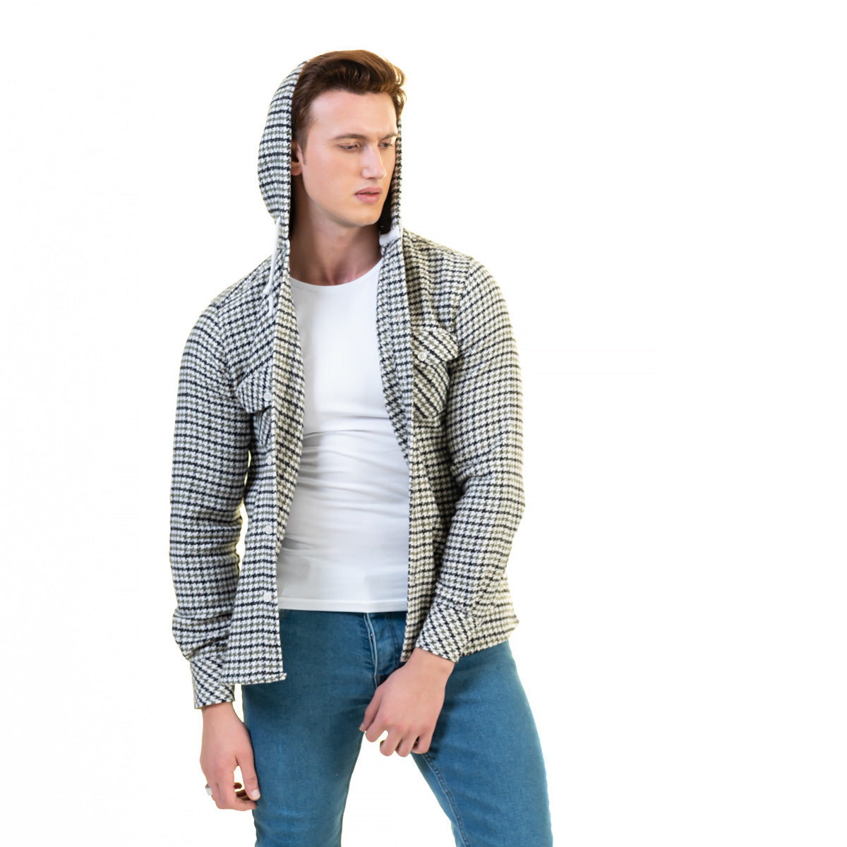 European Wool Luxury Zippered With Hoodie Sweater Jacket Warm Winter Tailor Fit