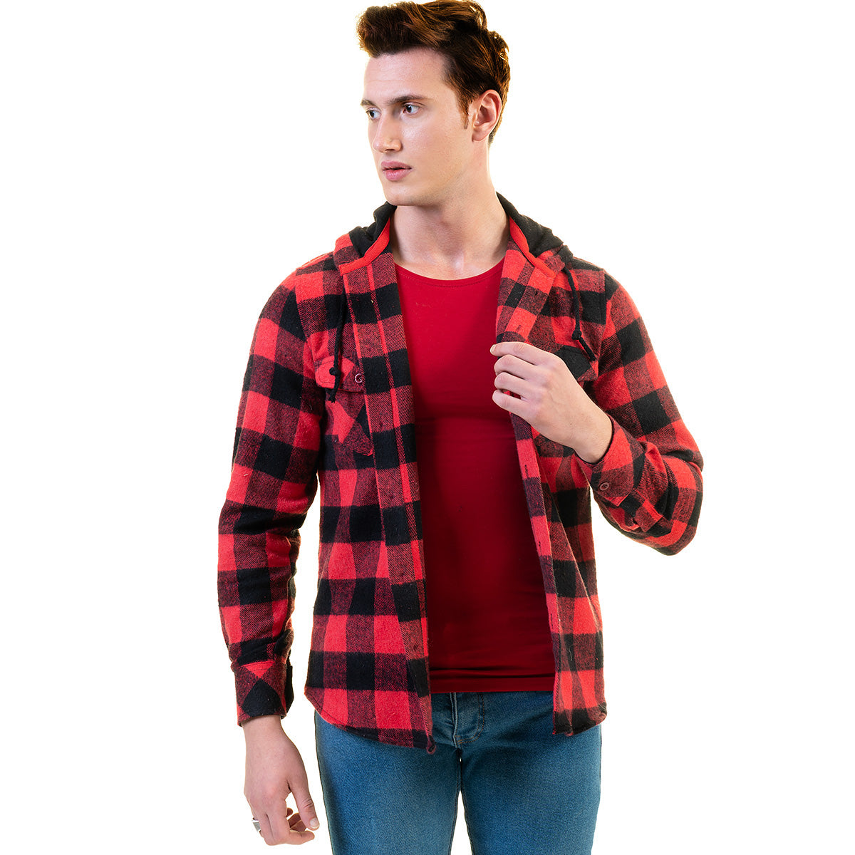 European Wool Luxury Zippered With Hoodie Sweater Jacket Warm Winter Tailor Fit