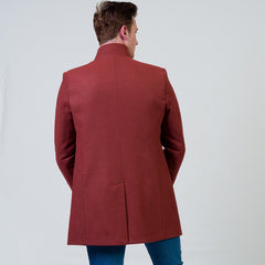 Men's European Maroon Wool Coat Jacket Tailor fit Fine Luxury Quality Work and Casual