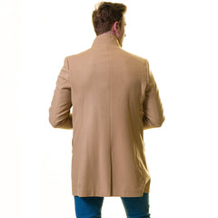Men's European Beige Wool Coat Jacket Tailor fit Fine Luxury Quality Work and Casual