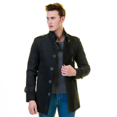 Men's European Black Wool Coat Jacket Tailor fit Fine Luxury Quality Work and Casual
