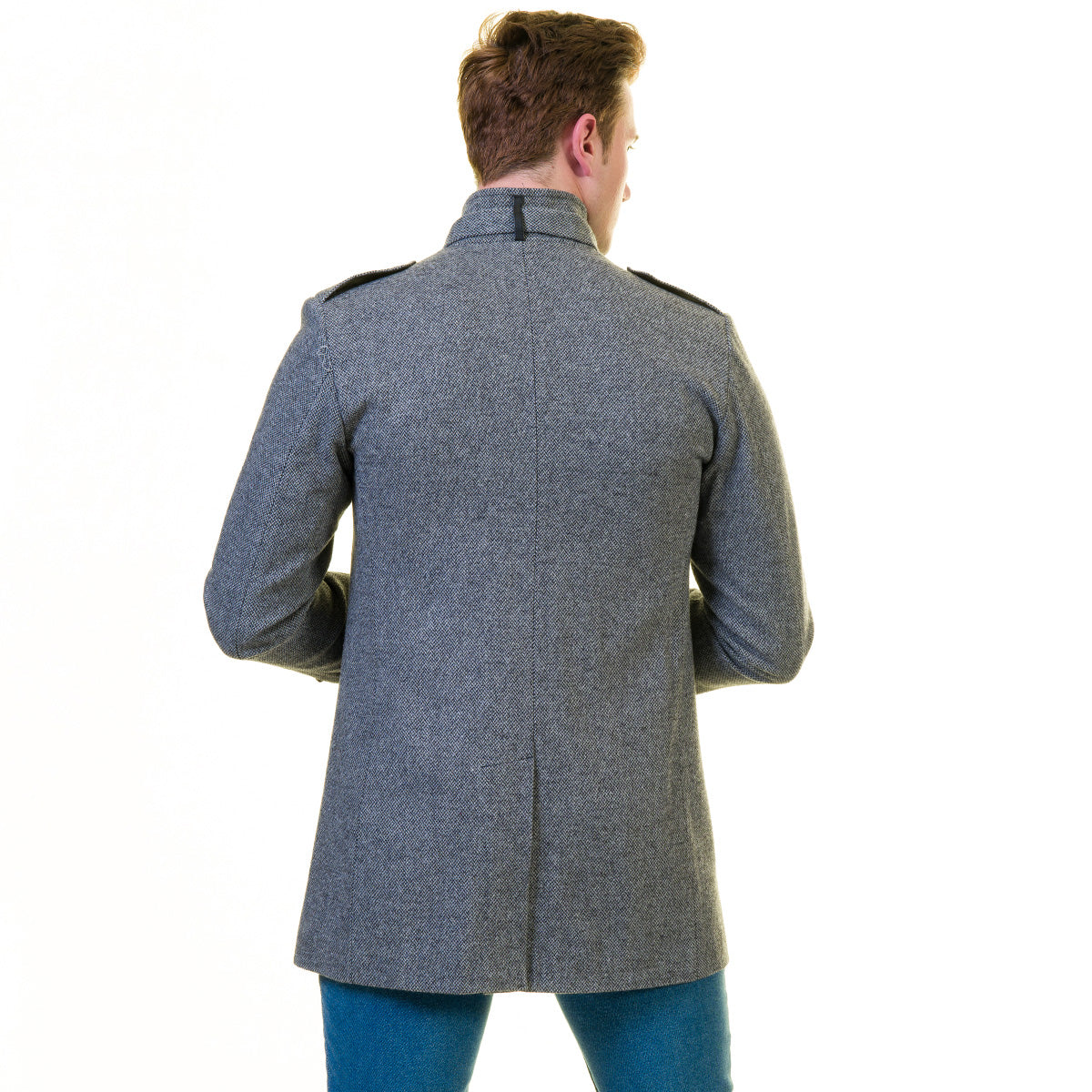 Men's European Grey Wool Coat Jacket Tailor fit Fine Luxury Quality Work and Casual