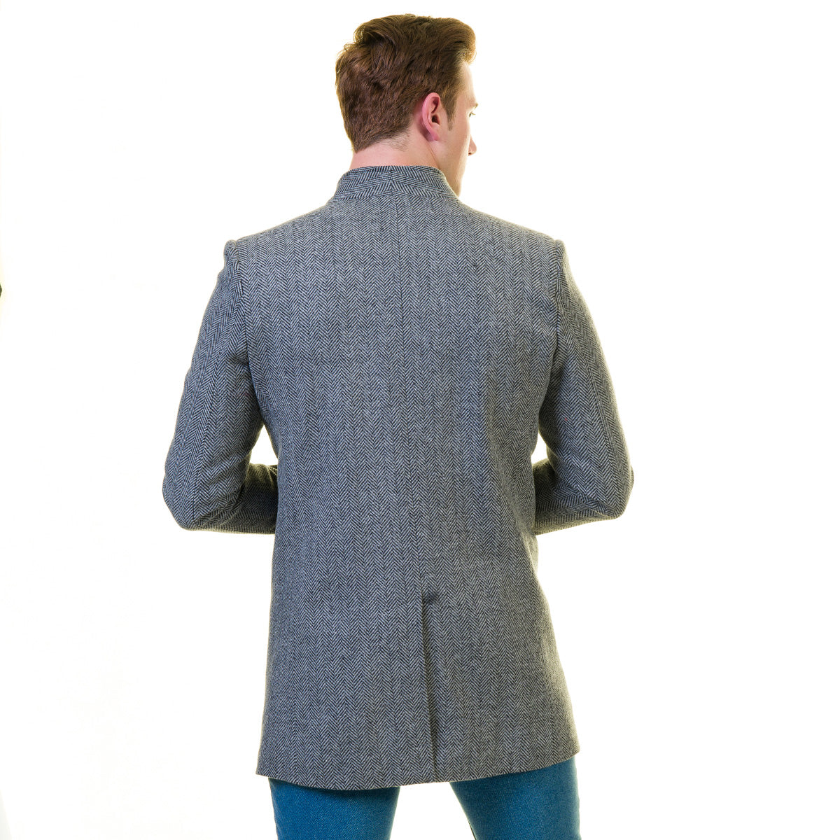 Men's European Grey Wool Coat Jacket Tailor fit Fine Luxury Quality Work and Casual