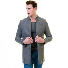 Men's European Grey Wool Coat Jacket Tailor fit Fine Luxury Quality Work and Casual