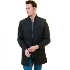 Men's European Balck Wool Coat Jacket Tailor fit Fine Luxury Quality Work and Casual