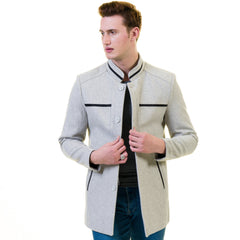 Men's European White Wool Coat Jacket Tailor fit Fine Luxury Quality Work and Casual