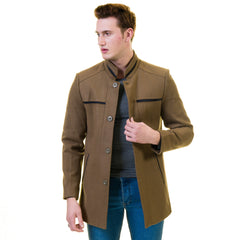 Men's European Brown Wool Coat Jacket Tailor fit Fine Luxury Quality Work and Casual