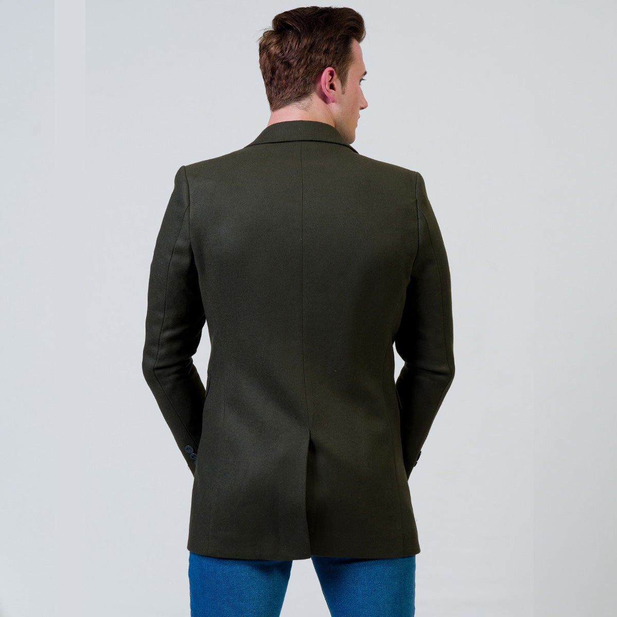 Men's European Green Wool Coat Jacket Tailor fit Fine Luxury Quality Work and Casual