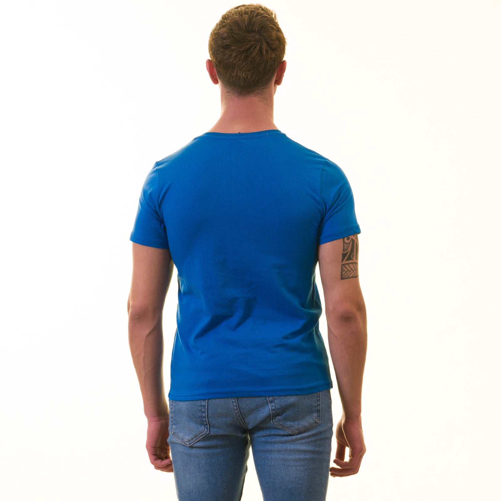Blue European Made & Designed Premium Quality T-Shirt - Crew Neck Short Sleeve T-Shirts