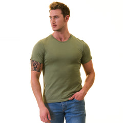 Khaki European Made & Designed Premium Quality T-Shirt - Crew Neck Short Sleeve T-Shirts