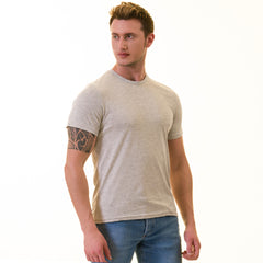 Light Gray Melange European Made & Designed Premium Quality T-Shirt - Crew Neck Short Sleeve T-Shirts