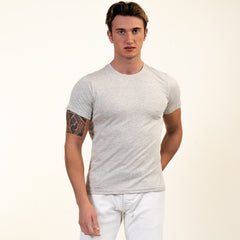 Light Gray Melange European Made & Designed Premium Quality T-Shirt - Crew Neck Short Sleeve T-Shirts